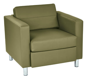 OSP Home Furnishings Pacific Club Armchair in Faux Leather with Chrome Legs for Modern Living Spaces Sage PAC51-R106