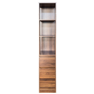 English Elm 70.87"h Tall Storage Cabinet Glass Panel Doors Asymmetric Drawers Modern Hallway Organizer W331S00205