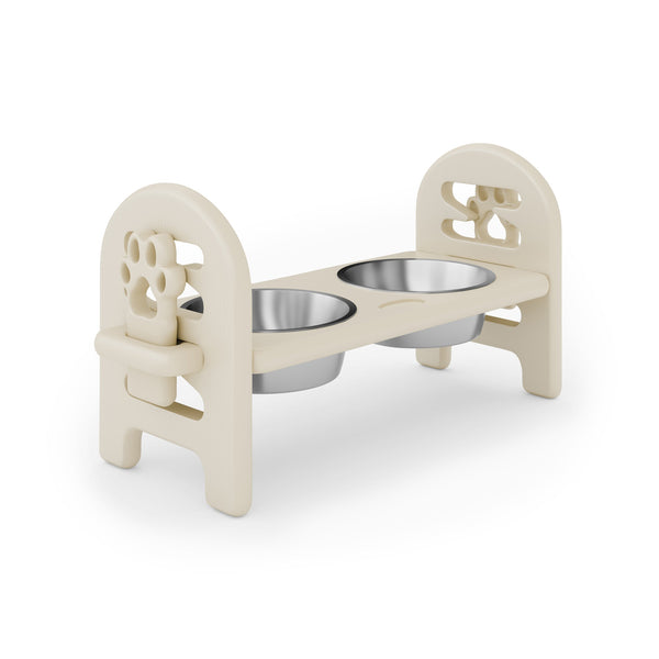 English Elm Beige Collapsible Pet Feeder with Adjustable Height Recycled Poly Lumber Outdoor Ready Beige B195P214985