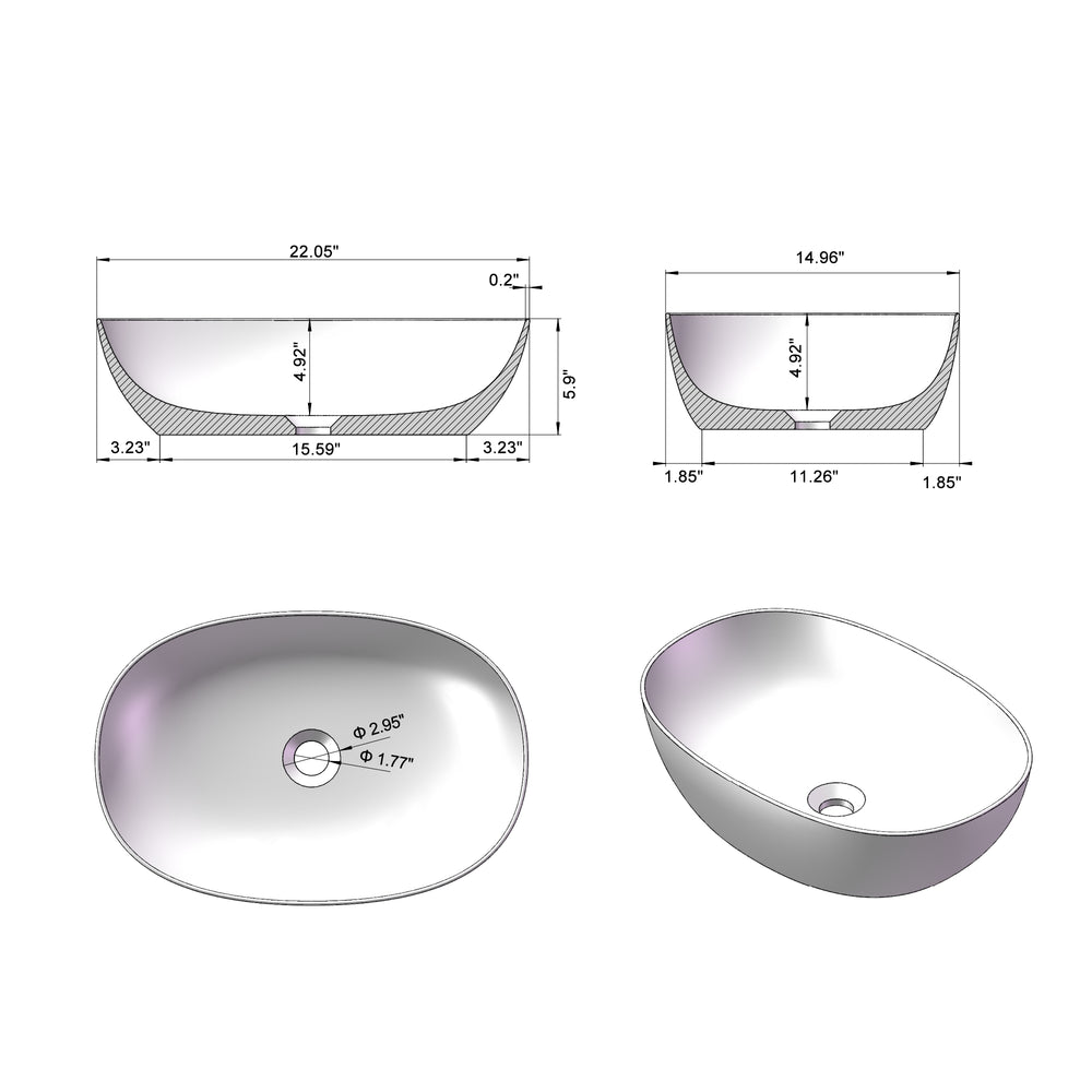 English Elm Vessel Resin Basin Handcrafted Organic Art Sink for Modern Bathroom Vanity Decor W3034P280554
