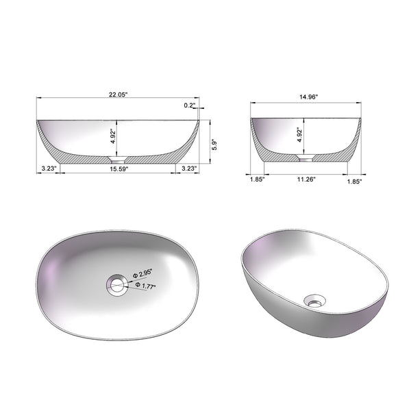 English Elm Vessel Resin Basin Handcrafted Organic Art Sink for Modern Bathroom Vanity Decor W3034P280554