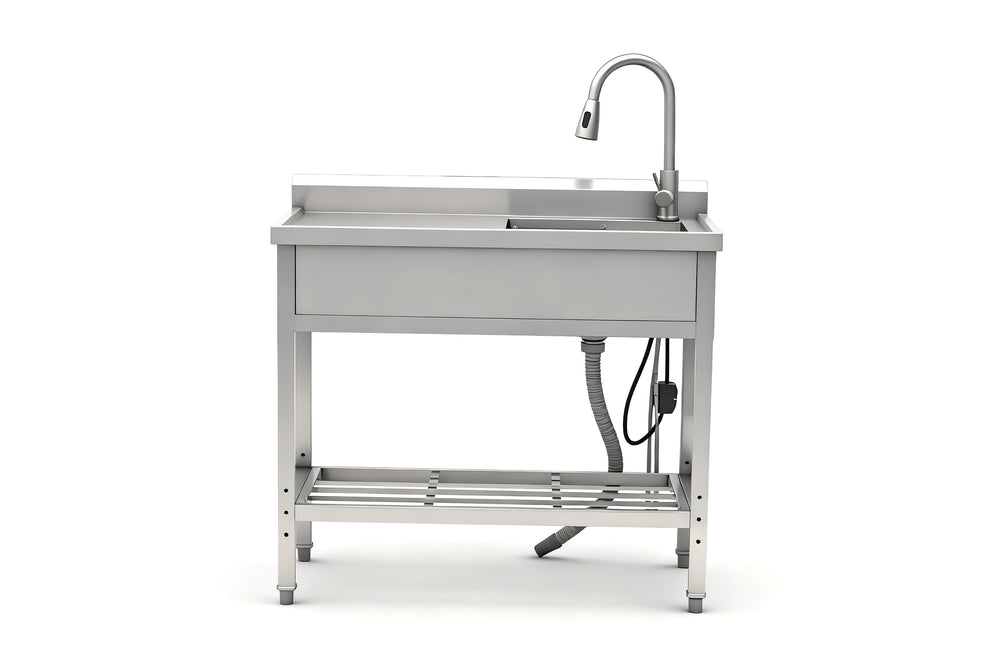 English Elm Stainless Steel Freestanding Utility Sink with Pull Out Faucet for Garage or Mudroom W3167P356272