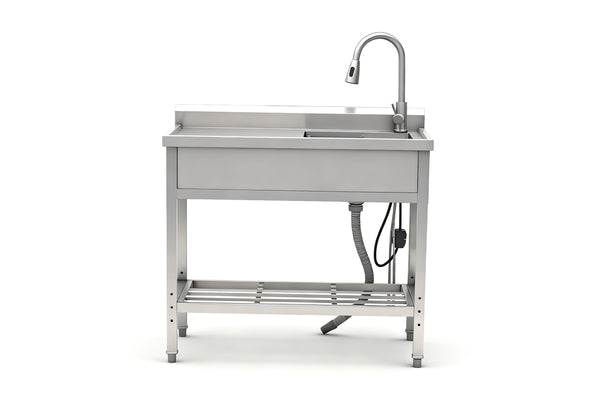 English Elm Stainless Steel Freestanding Utility Sink with Pull Out Faucet for Garage or Mudroom W3167P356272