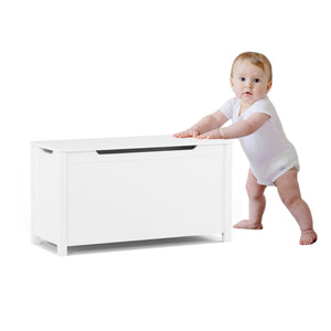 English Elm Kids Wooden Toy Box with Safety Hinged Lid, Sturdy MDF Storage Chest for Playroom Organization White 36.02 L x 19.27 W x 4 H W80835863