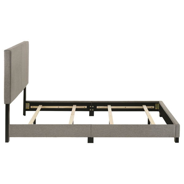 English Elm Efram Upholstered Panel Bed with Tall Padded Headboard and Matte Black Wood Legs Taupe B062P441115