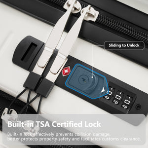 English Elm Carry-on Abs Hard Shell Suitcase with Front Access Pocket Usb Port Spinner Wheels PP314954AAK