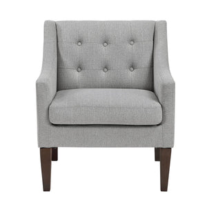 English Elm Contemporary Button-Tufted Accent Chair with Plush Fabric, Curved Arms and Solid Wood Legs for Living Gray 26.5 L x 28.5 W x 22.5 H B011P281837