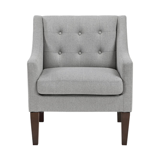 English Elm Contemporary Button-Tufted Accent Chair with Plush Fabric, Curved Arms and Solid Wood Legs for Living Gray 26.5 L x 28.5 W x 22.5 H B011P281837