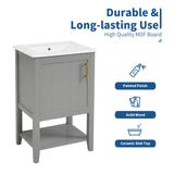 English Elm 20" Bathroom Vanity With Sink, Bathroom Cabinet With Soft Closing Door, Storage Rack and Open Shelf, Grey