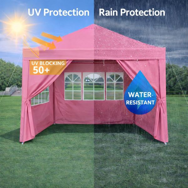 English Elm Outdoor 10x10 Pop up Gazebo with Removable Sidewalls Waterproof Steel Frame Canopy Pink W419P445697