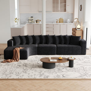 English Elm 131.1-inch Chenille Cloud Curved Sectional with Chaise Memory Foam Cushions 10 Pillows W3505S00012