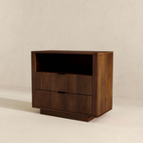 English Elm Ashcroft Furniture - Lola Mid Century Modern Walnut Nightstand 2-Drawer Bed Side Table