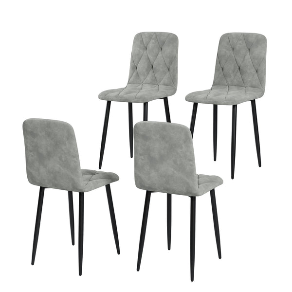 English Elm Dining PU Leather Chairs Set of 4 — Easy-Clean Upholstered Seats with Sturdy Iron Legs, Modern Comfort Gray W578P191315