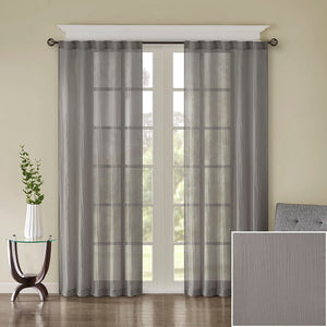 JLA Home Madison Park - Solid Crushed Sheer Curtain Panels Pair — Lightweight Textured Window Drapes That Gently Filter Light and Add Elegant Movement Grey MP40-4485