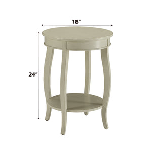 English Elm Aberta Antique White Accent Table with Open Bottom Shelf, Wooden Round Top, Cabriole Legs, KD B2726P281455