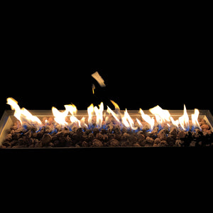 English Elm Steel 57" Rectangular Propane/Natural Gas Fire Pit Table with Lid, 8-Hour Burn, Stones & Cover B120P198410