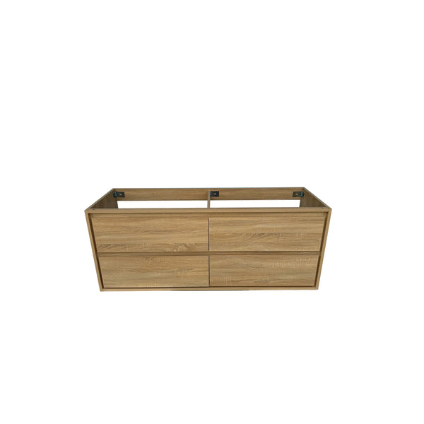 English Elm 60"w Floating Double Sink Vanity White Stone Top Soft Close Drawers Bathroom T3785S00019