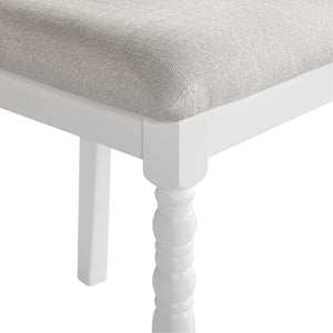 English Elm 7-Piece Extendable Dining Set with Removable Leaf and 6 Upholstered Chairs, Solid Rubberwood Legs, Seats 6 Natural+White N752S000030K