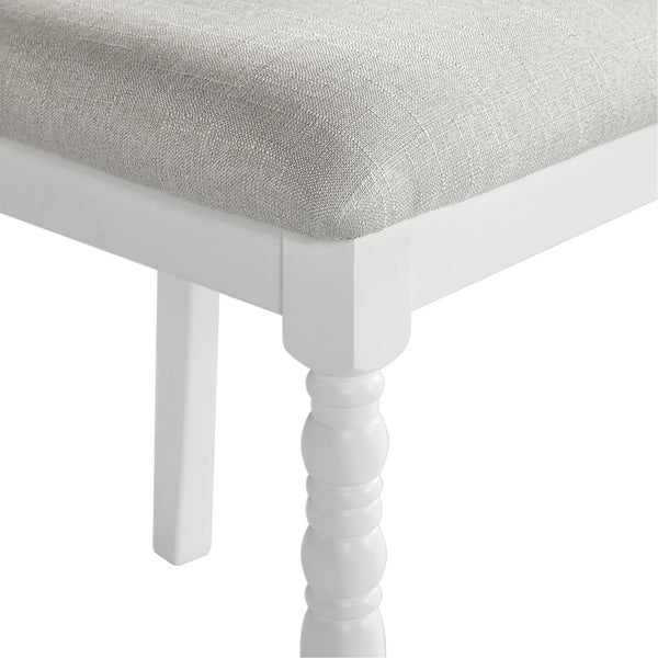 English Elm 7-Piece Extendable Dining Set with Removable Leaf and 6 Upholstered Chairs, Solid Rubberwood Legs, Seats 6 Natural+White N752S000030K