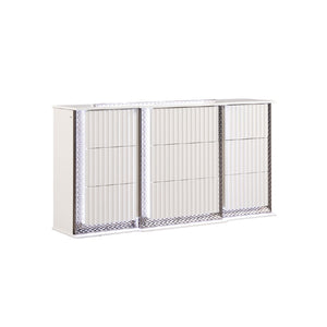 English Elm Fabio Contemporary 6-Drawer Dresser with Diamond-Patterned LED Sides, Velvet-Lined Drawers, White Finish B009P309318