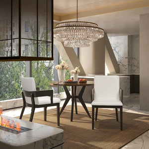 English Elm Modern Ergonomic PU Leather Dining Chair Set of 2 with High-Density Foam, Lumbar Support, Sleek Wood Frame and Compact Profile for Dining or Home Office Comfort Black White N842P299017B