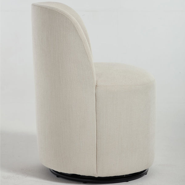 English Elm Set Swivel Barrel Accent Chair Armless Linen Upholstered Compact Seat for Dining Vanity Bedroom Beige W3244P454053