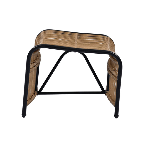 English Elm Christopher Knight Home® - 3 Piece Wicker Patio Set with Cloud-Like Cushions, Acacia Top Table, Rust-Resistant Steel Frame Beige,Black+Natural N780P209442N