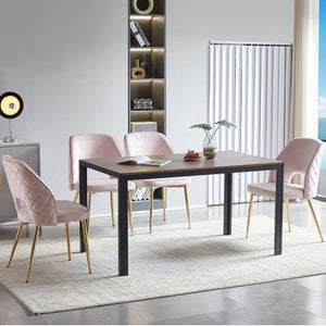 English Elm Pink Velvet Dining Chairs With Metal Legs and Hollow Back Upholstered Dining Chairs Set Of 4