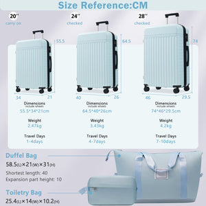 English Elm Luggage Set 5 Piece Abs Hardside Expandable Spinner Wheels Tsa Lock Travel Bags Light Blue N732P326115N
