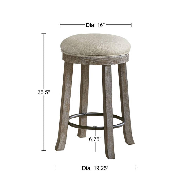 JLA Home INK+IVY - Swivel Oaktown Counter Stool with Upholstered Seat, 360° Swivel, Rustic Grey Wood & Bronze Footrest II104-0370