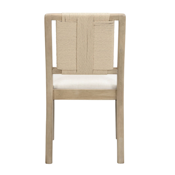 English Elm Christopher Knight Home® - Upholstered dining chair with woven rope backrest set of 2 - elegant curved weave, sturdy rubberwood frame and easy assembly Beige,Natural Ash N771P361494A