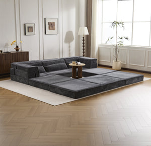 English Elm Compression Mahjong Sofa: Versatile Modular Floor Bed With Plush Fleece, No Assembly & Cozy Design W3723S00025