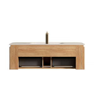 English Elm Vici 48 Inch Ceramic Bathroom Sink Basin with Triple Faucet Holes for Vanity W2615P370910