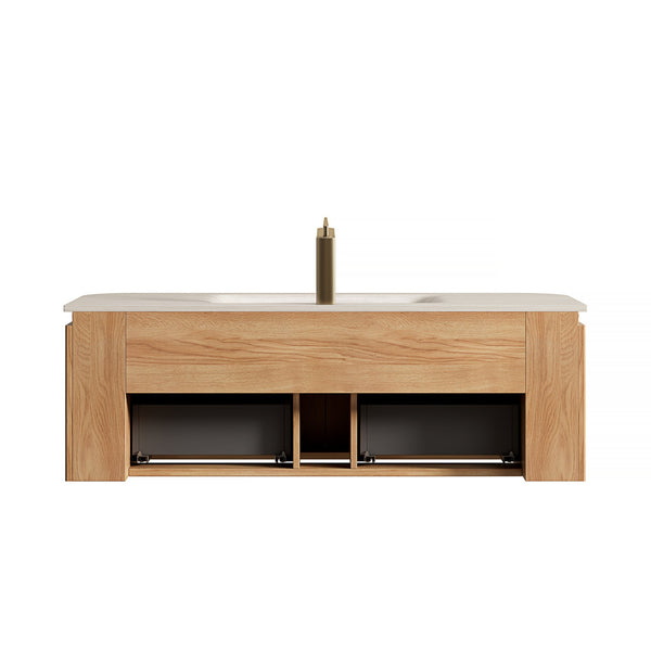 English Elm Vici 48 Inch Ceramic Bathroom Sink Basin with Triple Faucet Holes for Vanity W2615P370910