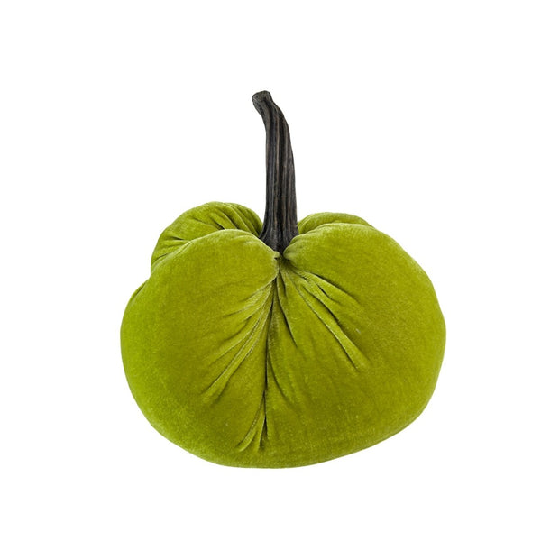 English Elm Set Of 2 Velvet Weighted Pumpkins - Apple Green Decor For Farmhouse Fall Tabletop & Thanksgiving W2078P246652-GIGA