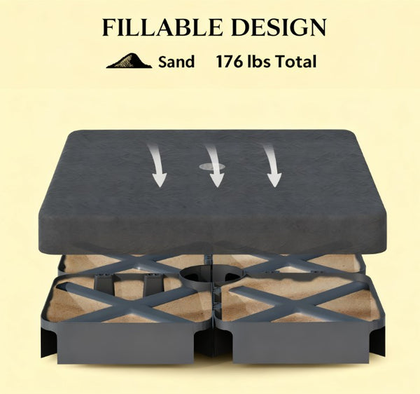 English Elm Sand Fillable Offset Umbrella Base Weight Plates Set Uv Resistant Outdoor Anchor T3971P427548