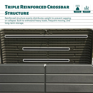 English Elm 200 Gallon Plastic Deck Box - Weatherproof UV-Resistant Patio Storage with Lock Holes, Wheels, Bench Functionality W1859P353180