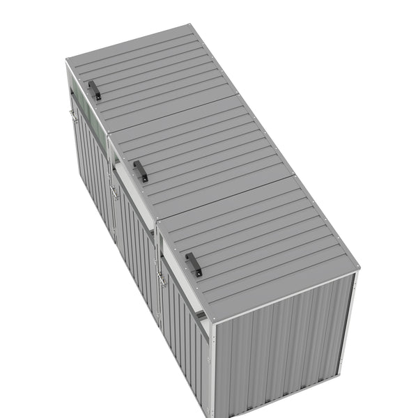 English Elm Garbage Bin Shed Galvanized Steel Enclosure Fits Three Cans with Lockable Waterproof Lid Light Gray W1598P357717