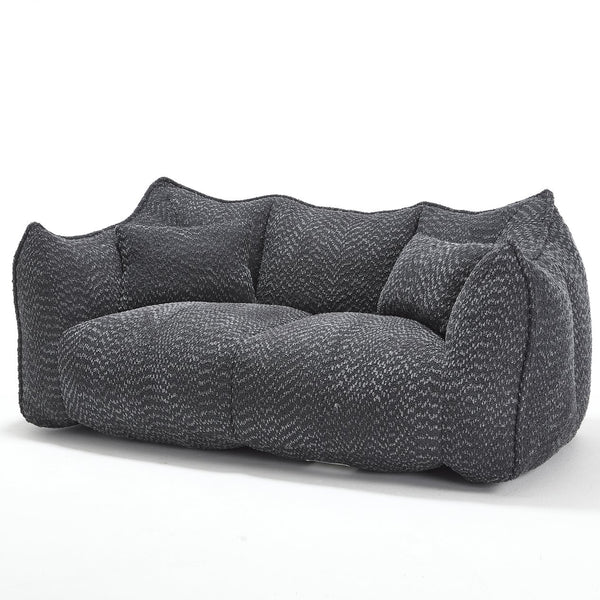English Elm Soft Plush Foam Beanbag Chair for Two People, Square Recliner Sofa With Superfiber Comfort Embrace Black W1996P252276
