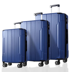 English Elm Luggage Set 3 Piece Abs Hard Shell Expandable Suitcase with Tsa Lock Spinner Wheels Blue N730P296765C