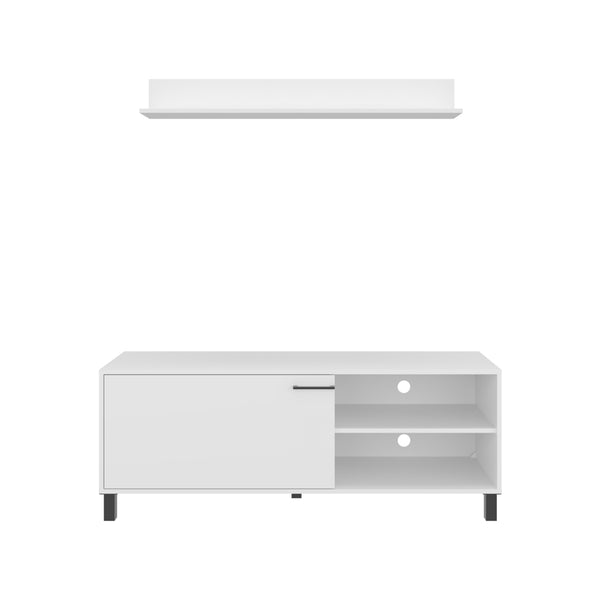 English Elm Bryce Modern TV Stand White - Two-Door Cabinet, Open Shelves, Sturdy MDF, Fits TVs up to 65" B200P335386