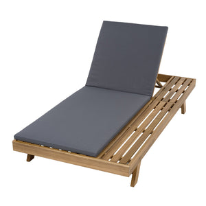 English Elm Lounge Chaise Outdoor Acacia Wood Slatted Frame with Water Resistant Cushion Resort Style Dark Gray,Light Brown N770P442L18G