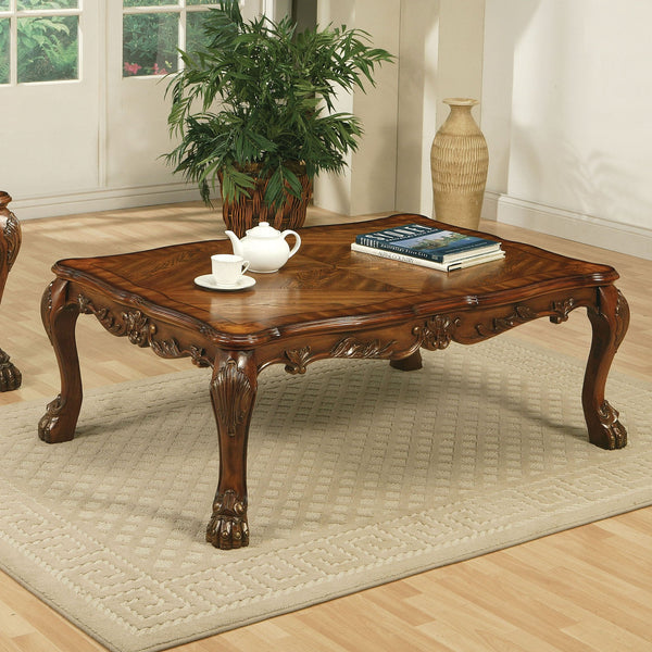English Elm Cherry Oak Coffee Table - Vintage Elegance With Claw Legs, Scalloped Design & Durable Finish B062P209069