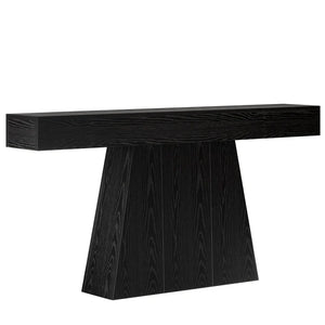 English Elm Practical Geometric Console Table with Matte Black Wood Grain Finish for Entryway or Sofa T3971P450227