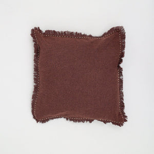 English Elm Stonewashed Linen Throw Pillow - Artisan Edges & Fringe, 22X22", Cozy Boho Accent For Any Space B346P321242-GIGA