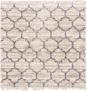 Unique Loom Hygge Shag Trellis Machine Made Trellis Rug Beige, Gray/Ivory 8' 0" x 8' 0"