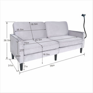 English Elm Modern Linen Loveseat with Washable Cover Spring Cushions Solid Frame Small Spaces W5052S00001