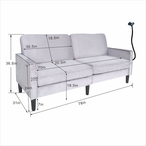 English Elm Modern Linen Loveseat with Washable Cover Spring Cushions Solid Frame Small Spaces W5052S00001