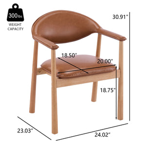 English Elm Modern Rubberwood Dining Chair Set Sculptural Curved Back Upholstered Seat Walnut Frame N768P391165O