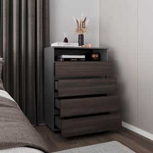 English Elm Dresser, 4 Drawers 1 Shelf in Matt Gray & Dark Oak — Elegant, FSC-Certified Storage for Bedroom Decor B097P369437